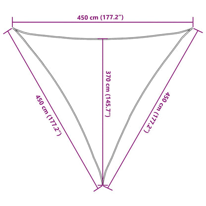 Sunshade Sail 160 g/m² Triangular Yellow 4.5x4.5x4.5 m HDPE