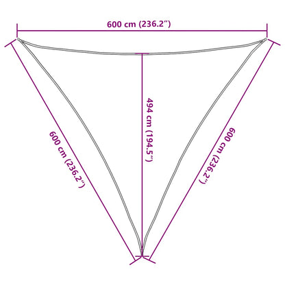Sunshade Sail 160 g/m² Triangular Yellow 6x6x6 m HDPE