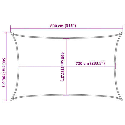 Sunshade Sail 160 g/m² Black 5x8 m HDPE