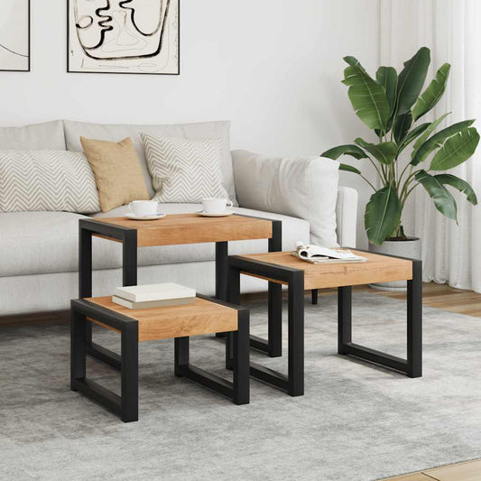 Side Table | Set of 3 | Wood and black