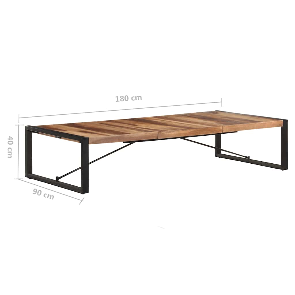 Coffee Table | Natural Wood, Black | Solid Acacia Wood, Rubberwood, Steel