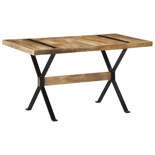 Dining Table | Natural Mango Wood | Rough Mango Wood, Powder-Coated Steel