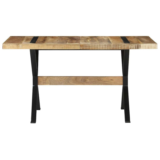 Dining Table | Natural Mango Wood | Rough Mango Wood, Powder-Coated Steel