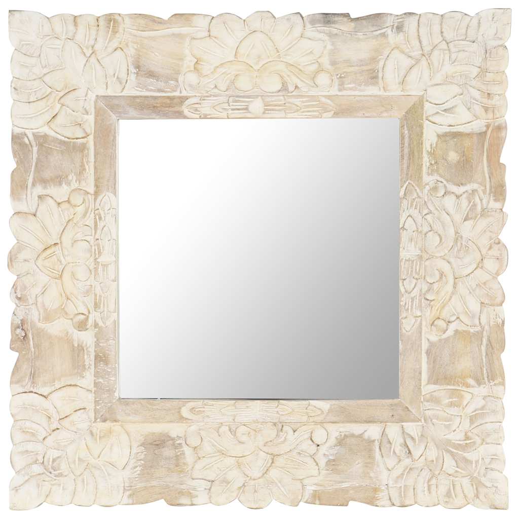321632 vidaXL Mirror White 50x50 cm Solid Mango Wood