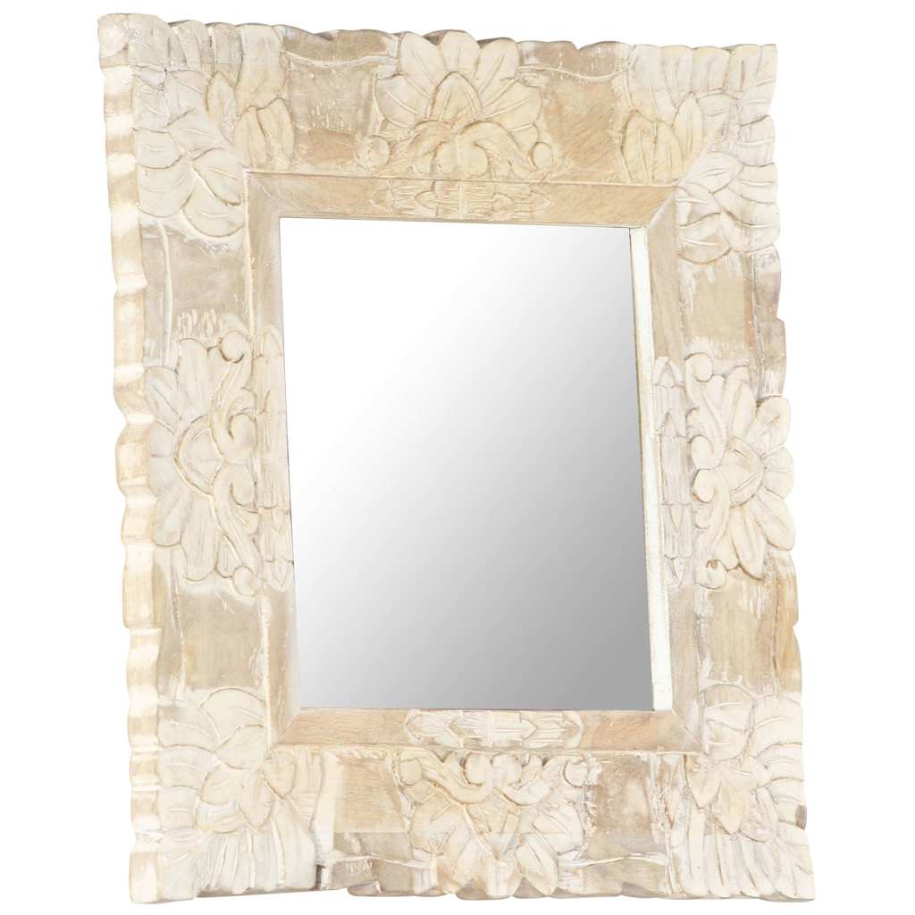 321632 vidaXL Mirror White 50x50 cm Solid Mango Wood