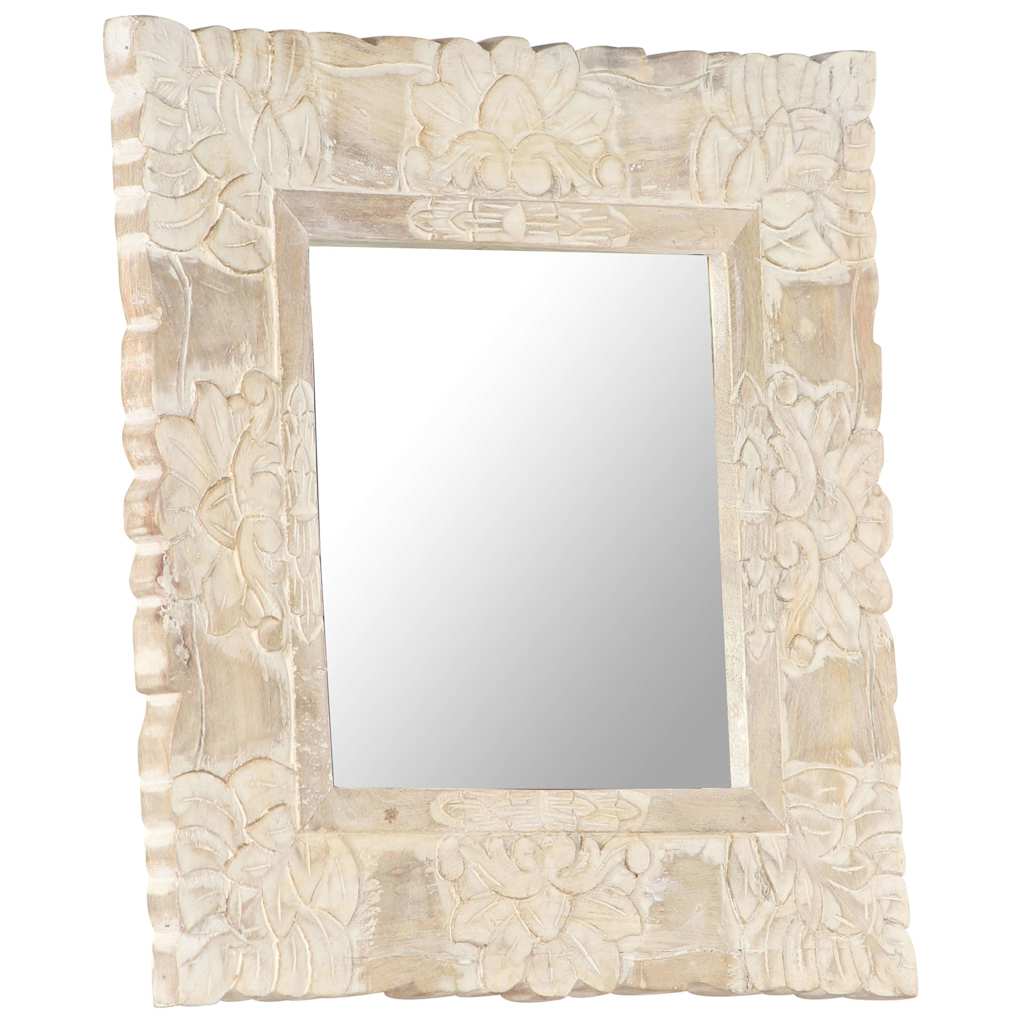 321632 vidaXL Mirror White 50x50 cm Solid Mango Wood