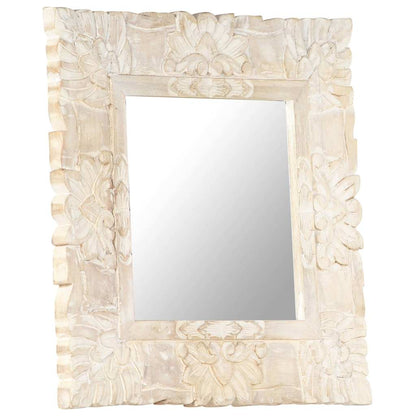 321632 vidaXL Mirror White 50x50 cm Solid Mango Wood