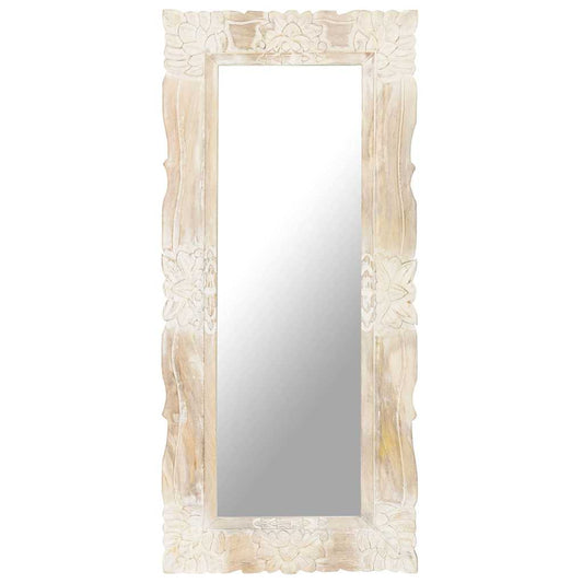 321634 vidaXL Mirror White 110x50 cm Solid Mango Wood