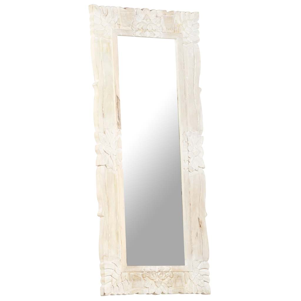 321634 vidaXL Mirror White 110x50 cm Solid Mango Wood