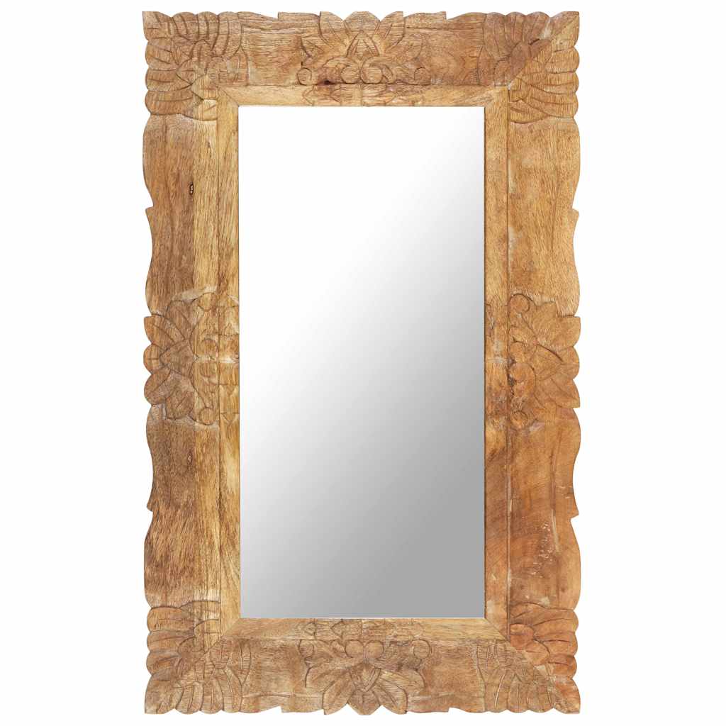 Mirror | Natural wood | Solid mango wood | 80 x 50 cm | Decorative Inlays