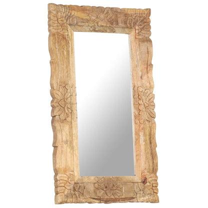 Mirror | Natural wood | Solid mango wood | 80 x 50 cm | Decorative Inlays