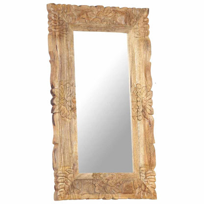 Mirror | Natural wood | Solid mango wood | 80 x 50 cm | Decorative Inlays