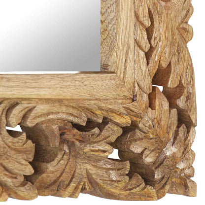 321638 vidaXL Hand Carved Mirror Brown 50x50 cm Solid Mango Wood