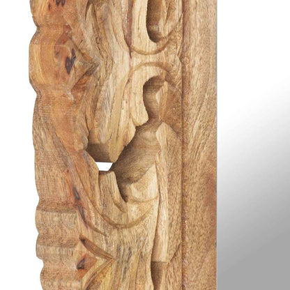 321638 vidaXL Hand Carved Mirror Brown 50x50 cm Solid Mango Wood