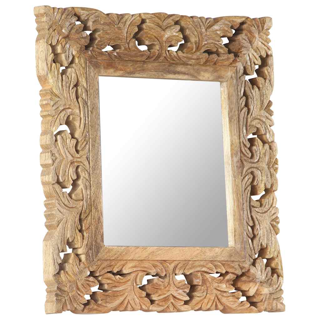 321638 vidaXL Hand Carved Mirror Brown 50x50 cm Solid Mango Wood