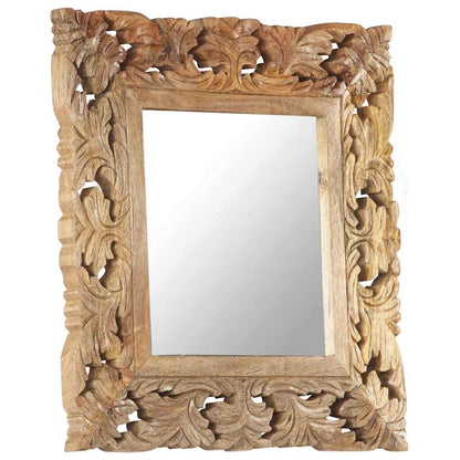 321638 vidaXL Hand Carved Mirror Brown 50x50 cm Solid Mango Wood