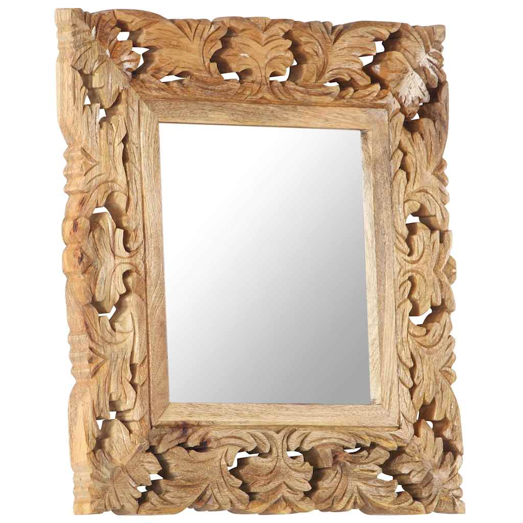 321638 vidaXL Hand Carved Mirror Brown 50x50 cm Solid Mango Wood