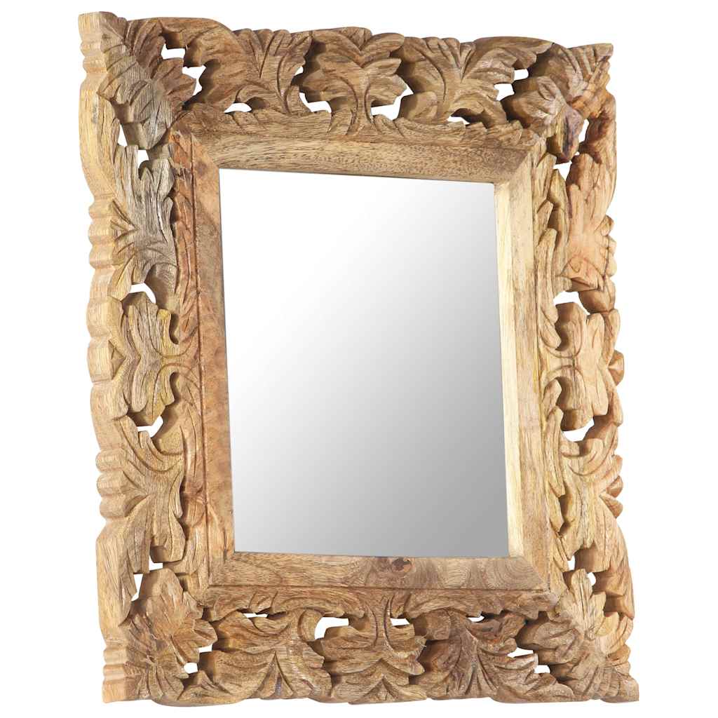 321638 vidaXL Hand Carved Mirror Brown 50x50 cm Solid Mango Wood