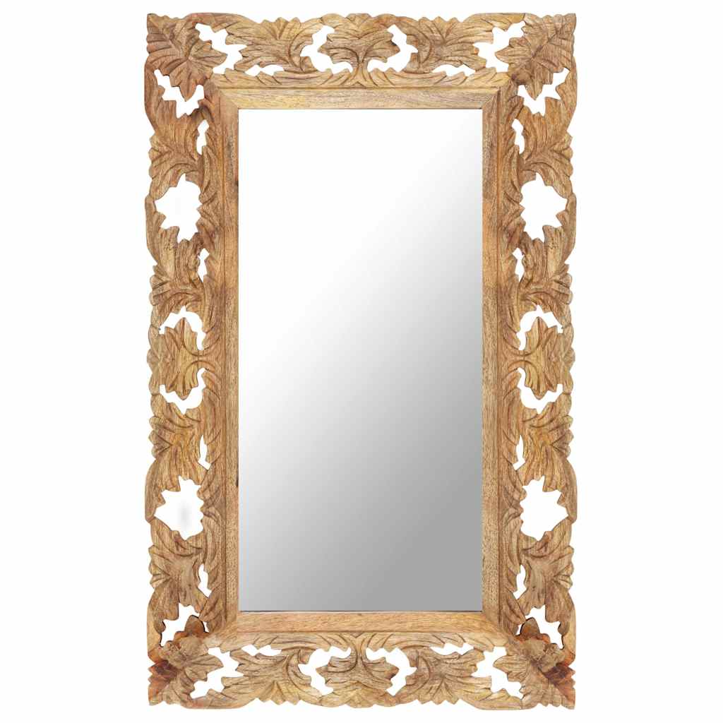321639 vidaXL Hand Carved Mirror Brown 80x50 cm Solid Mango Wood