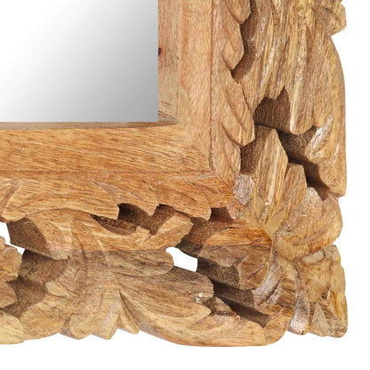 321639 vidaXL Hand Carved Mirror Brown 80x50 cm Solid Mango Wood
