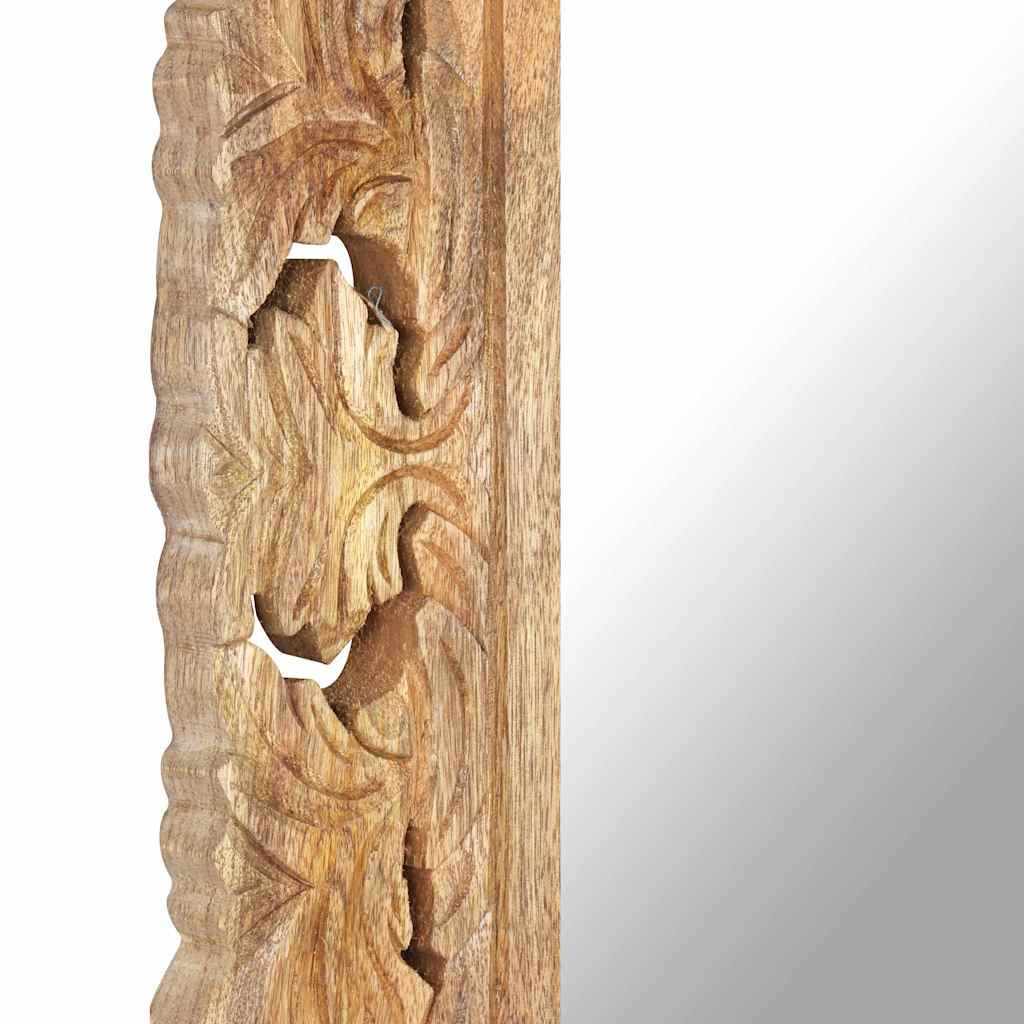 321639 vidaXL Hand Carved Mirror Brown 80x50 cm Solid Mango Wood