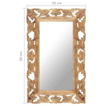 321639 vidaXL Hand Carved Mirror Brown 80x50 cm Solid Mango Wood
