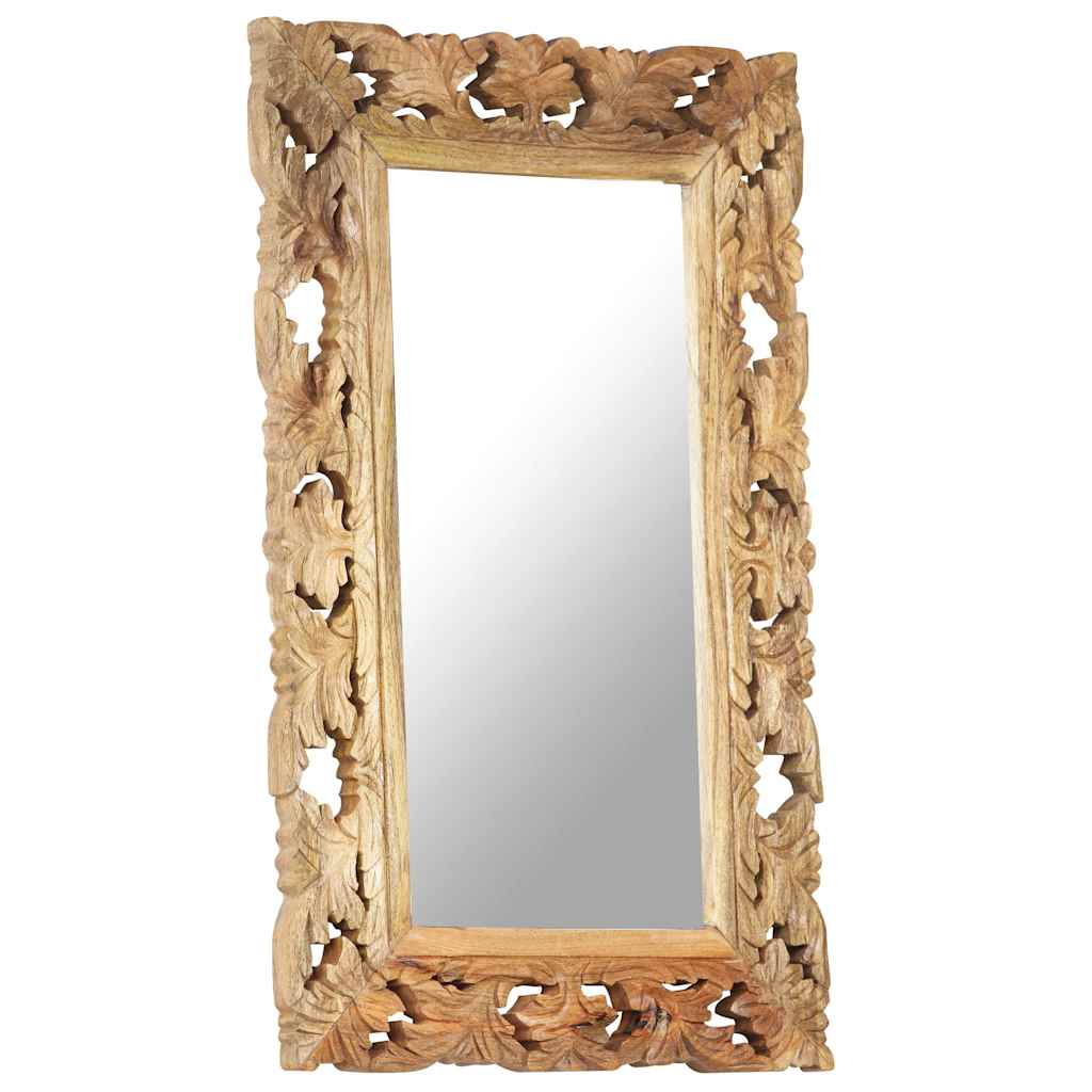 321639 vidaXL Hand Carved Mirror Brown 80x50 cm Solid Mango Wood