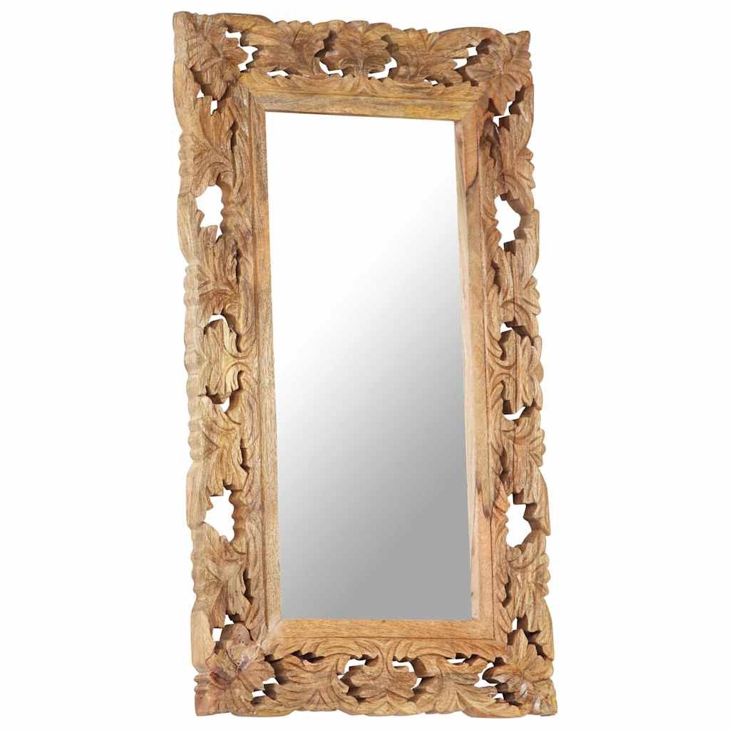 321639 vidaXL Hand Carved Mirror Brown 80x50 cm Solid Mango Wood
