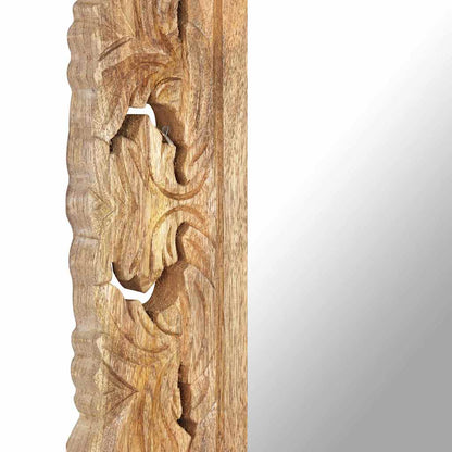 321640 vidaXL Hand Carved Mirror Brown 110x50 cm Solid Mango Wood