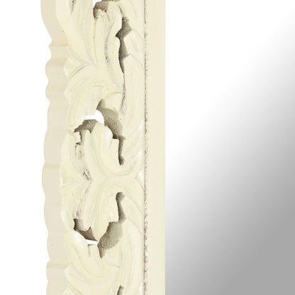 Hand Carved Mirror White 43.3"x19.7" Solid Mango Wood