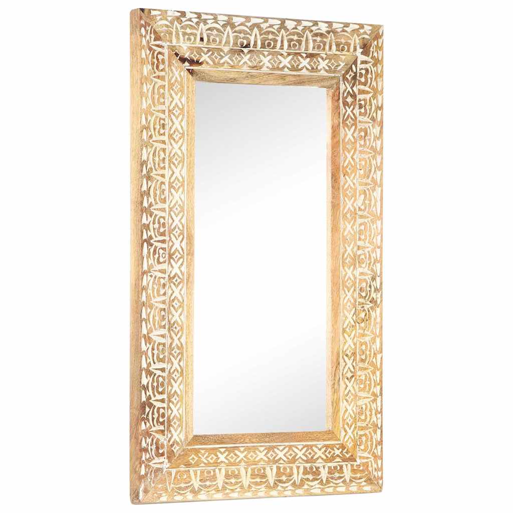 321645 vidaXL Hand-Carved Mirror 80x50x2,6 cm Solid Mango Wood