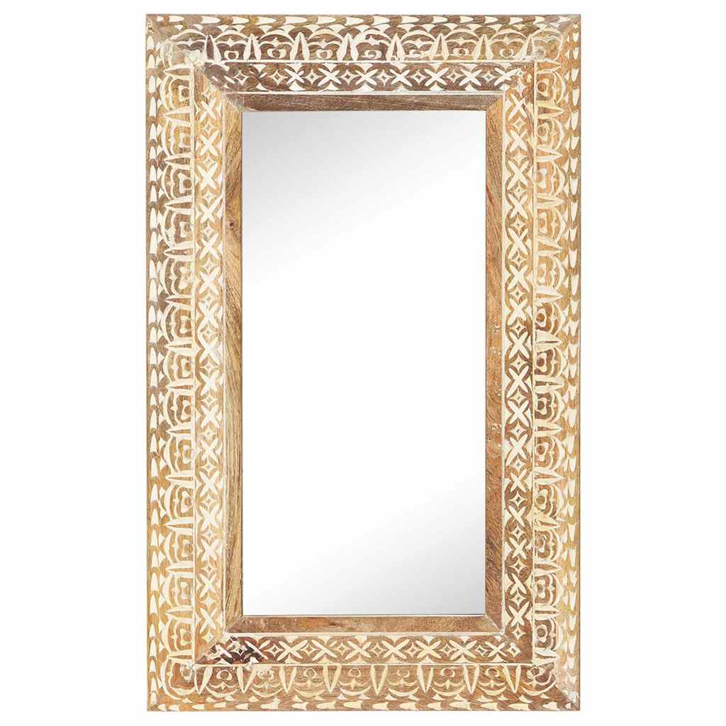 321645 vidaXL Hand-Carved Mirror 80x50x2,6 cm Solid Mango Wood