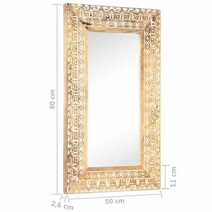 321645 vidaXL Hand-Carved Mirror 80x50x2,6 cm Solid Mango Wood