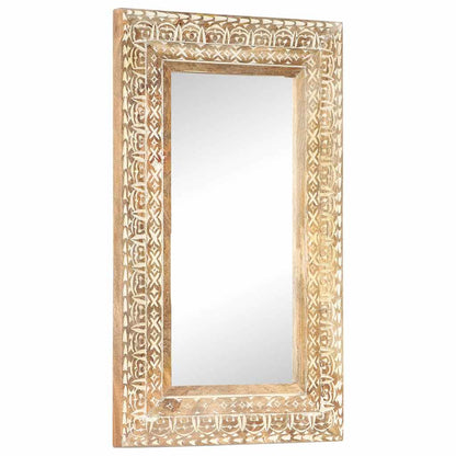 321645 vidaXL Hand-Carved Mirror 80x50x2,6 cm Solid Mango Wood