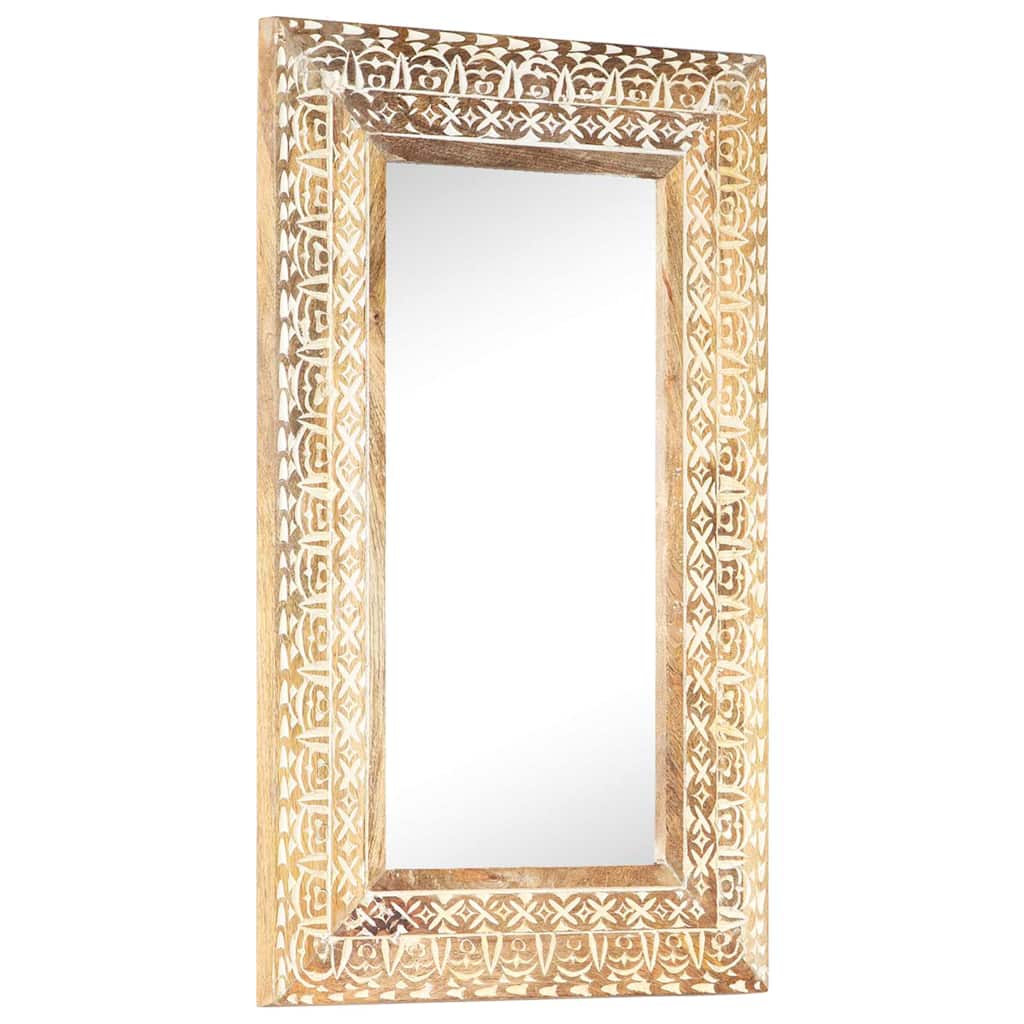 321645 vidaXL Hand-Carved Mirror 80x50x2,6 cm Solid Mango Wood