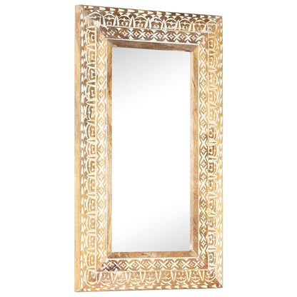 321645 vidaXL Hand-Carved Mirror 80x50x2,6 cm Solid Mango Wood