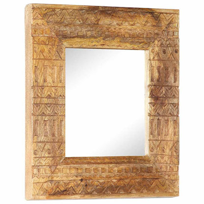 Hand-Carved Mirror 50x50x2,5 cm Solid Mango Wood