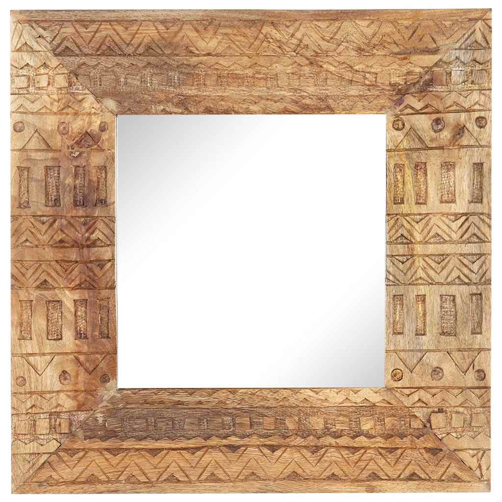 Hand-Carved Mirror 50x50x2,5 cm Solid Mango Wood