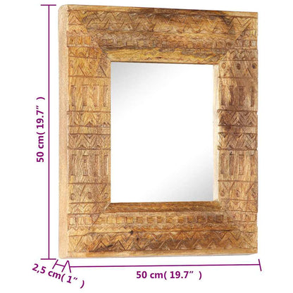 Hand-Carved Mirror 50x50x2,5 cm Solid Mango Wood