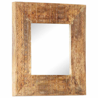 Hand-Carved Mirror 50x50x2,5 cm Solid Mango Wood