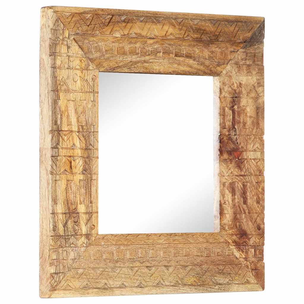 Hand-Carved Mirror 50x50x2,5 cm Solid Mango Wood