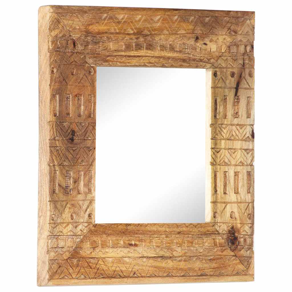 Hand-Carved Mirror 50x50x2,5 cm Solid Mango Wood