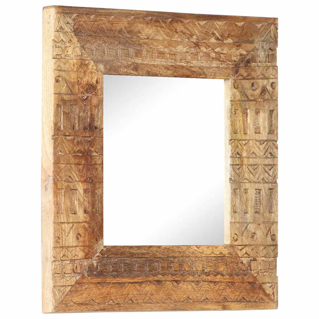 Hand-Carved Mirror 50x50x2,5 cm Solid Mango Wood