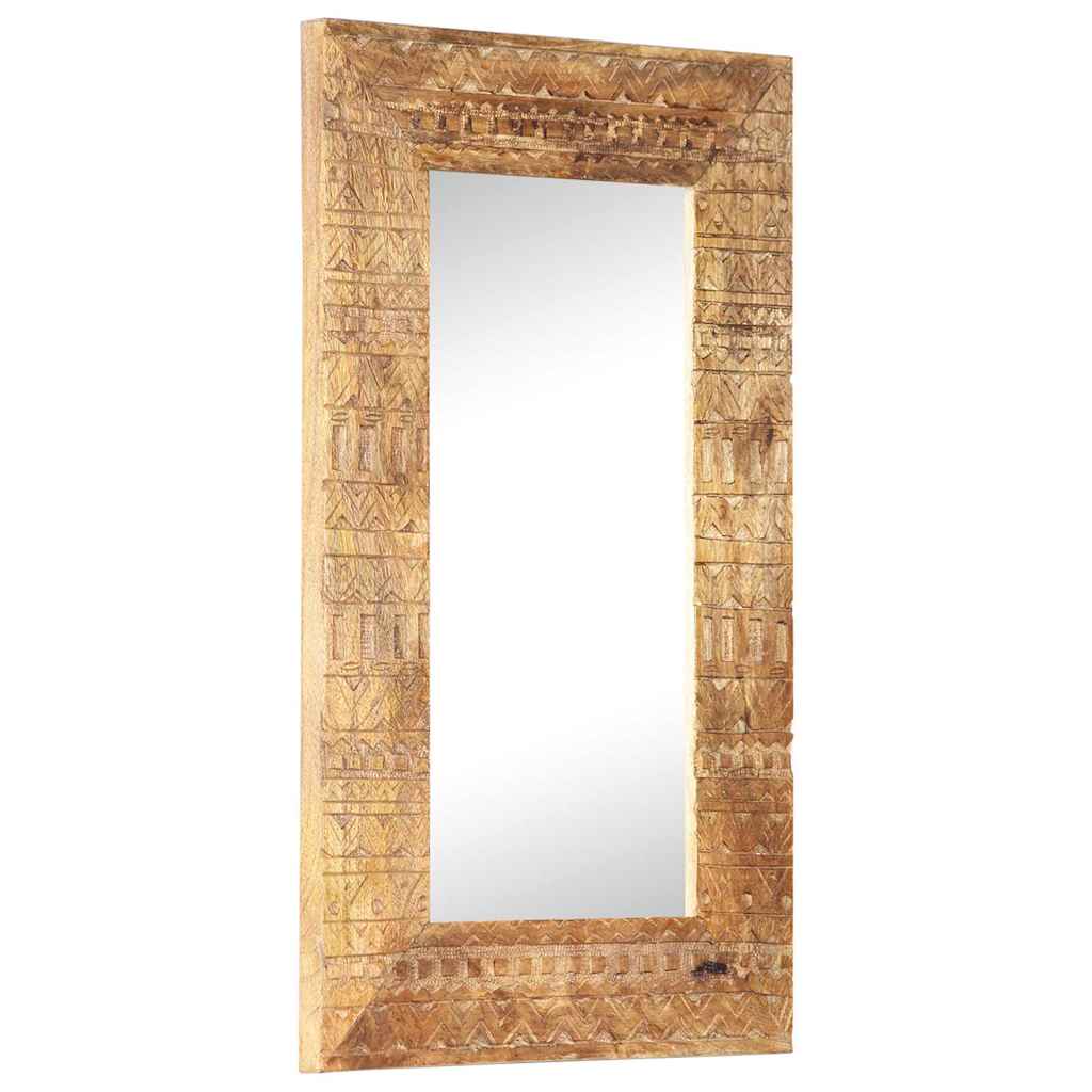 Hand-Carved Mirror 80x50x2,5 cm Solid Mango Wood