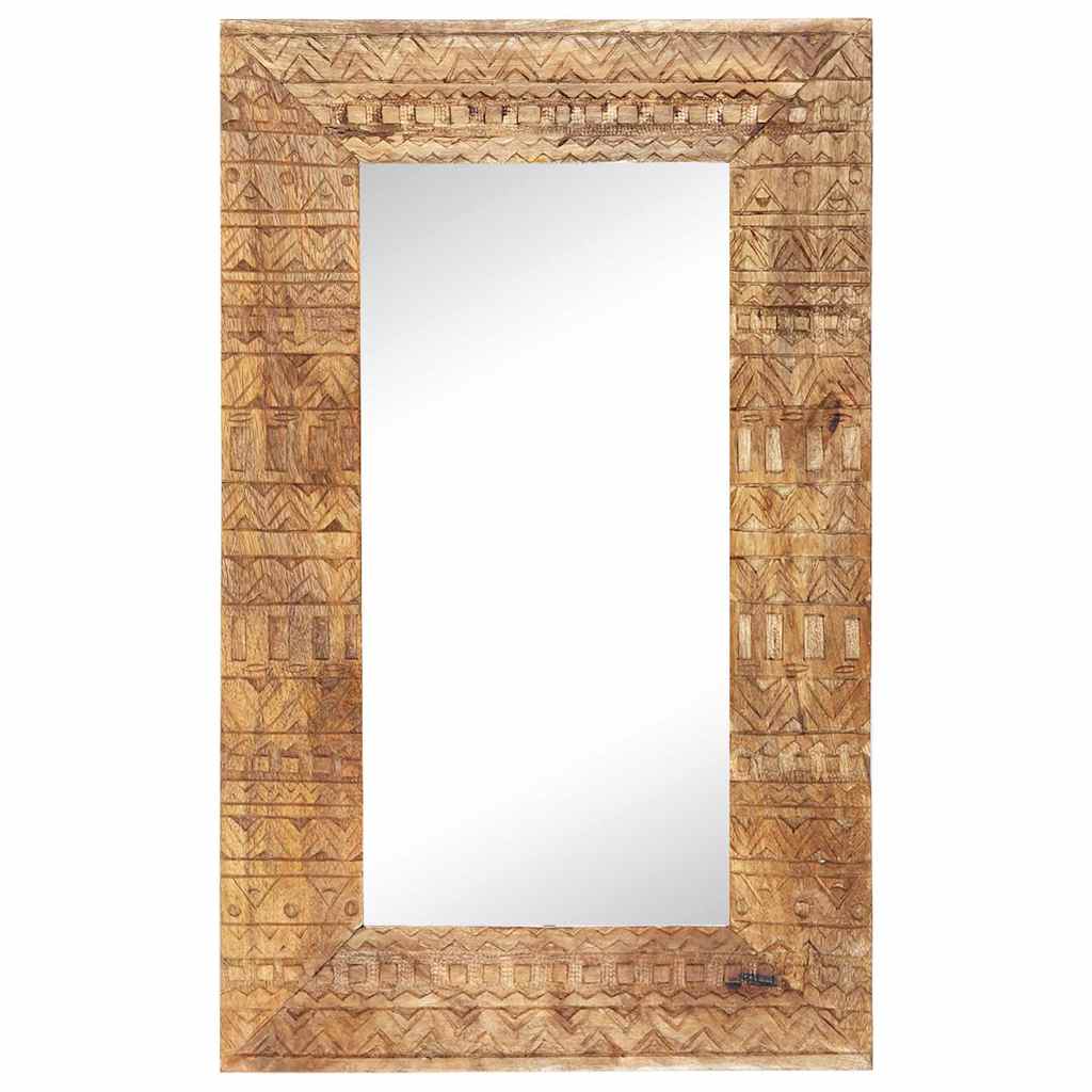Hand-Carved Mirror 80x50x2,5 cm Solid Mango Wood