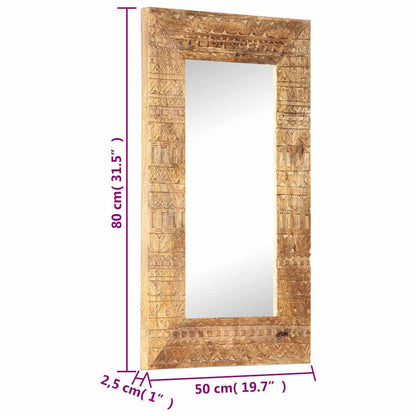 Hand-Carved Mirror 80x50x2,5 cm Solid Mango Wood