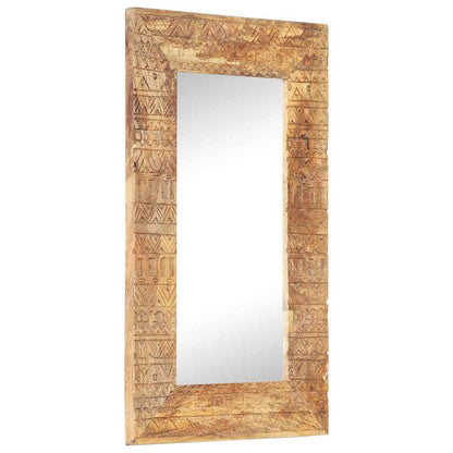 Hand-Carved Mirror 80x50x2,5 cm Solid Mango Wood