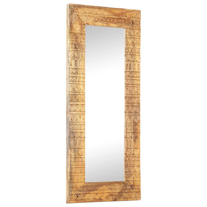 Hand-Carved Mirror 110x50x2,5 cm Solid Mango Wood