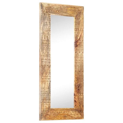 Hand-Carved Mirror 110x50x2,5 cm Solid Mango Wood