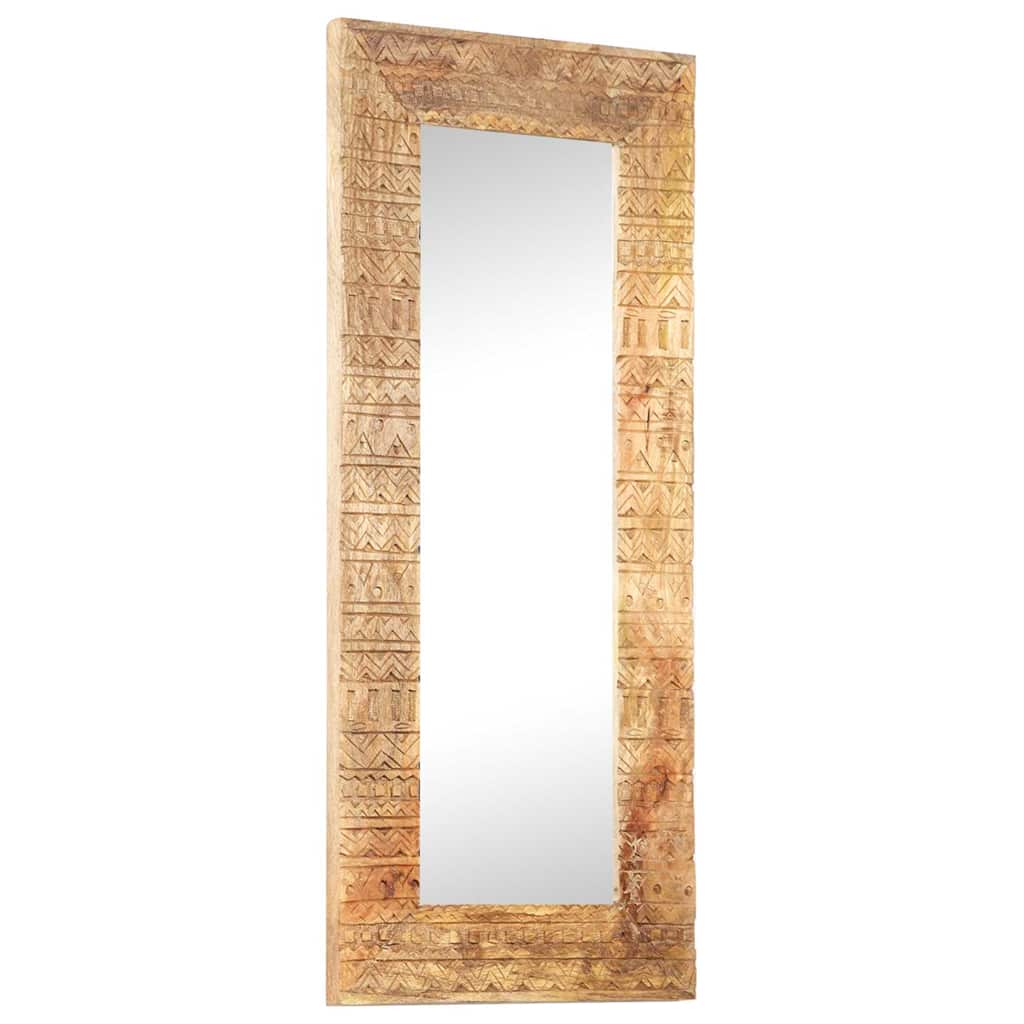 Hand-Carved Mirror 110x50x2,5 cm Solid Mango Wood